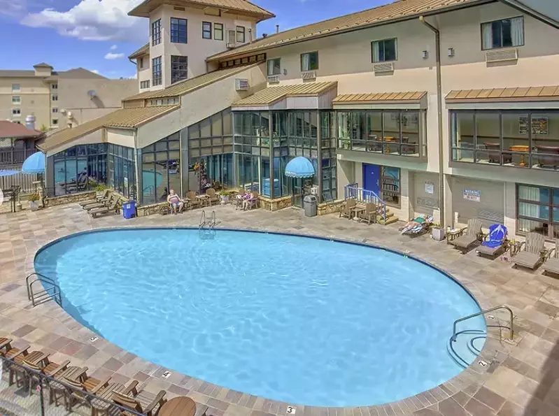 Outdoor pool area at Sidney James Mountain Lodge