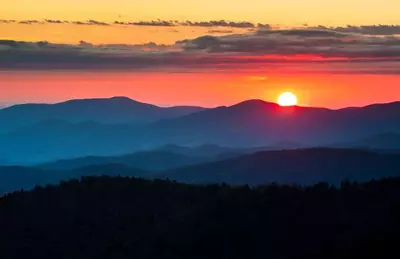 beautiful sunset in smoky mountains