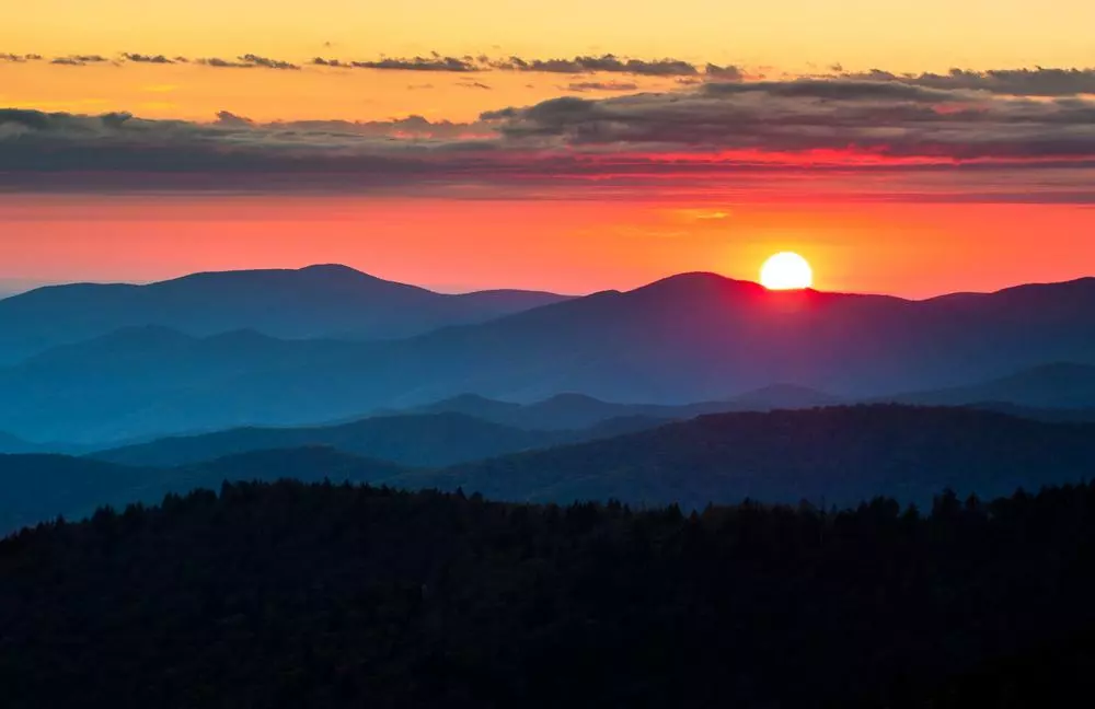 beautiful sunset in smoky mountains