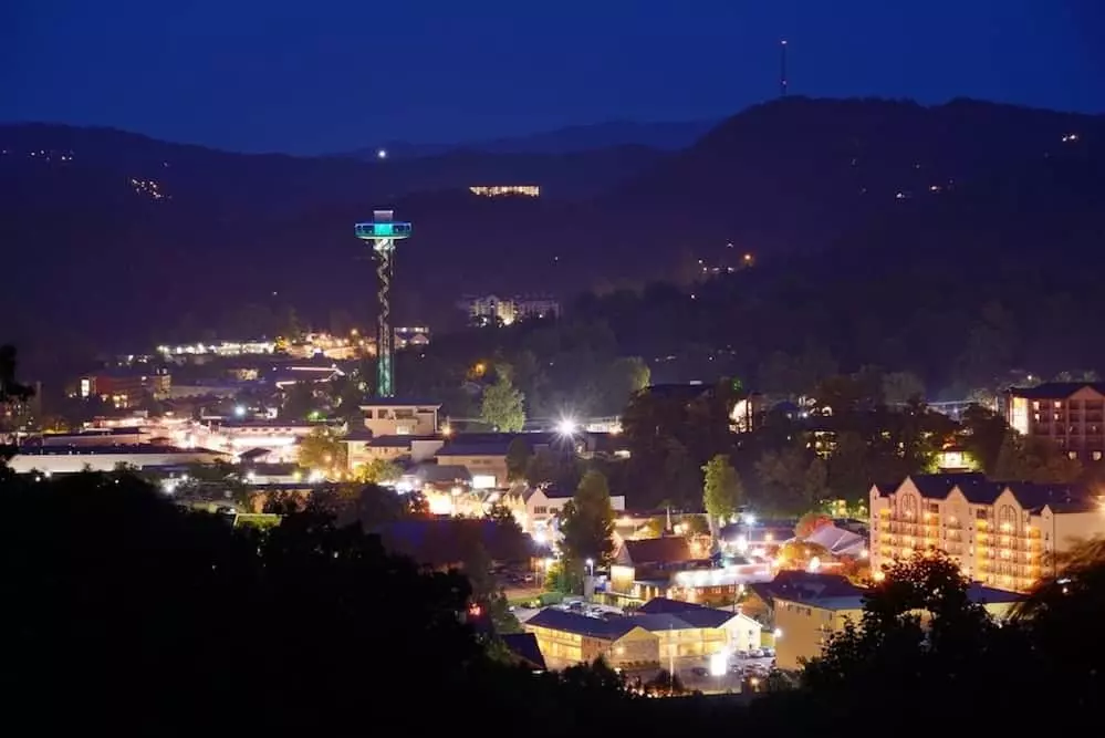 Beautiful photo of night in Gatlinburg.