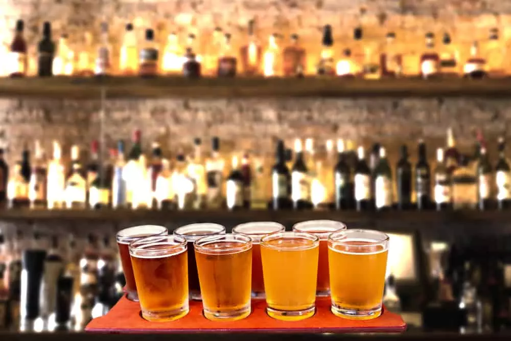 beer-flight-in-bar