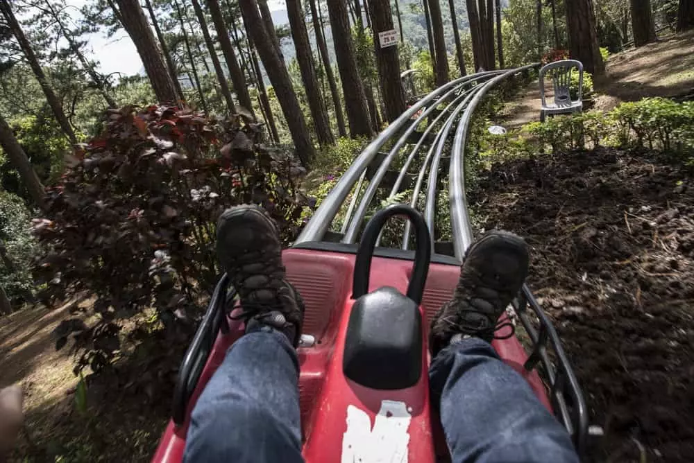 riding a mountain coaster