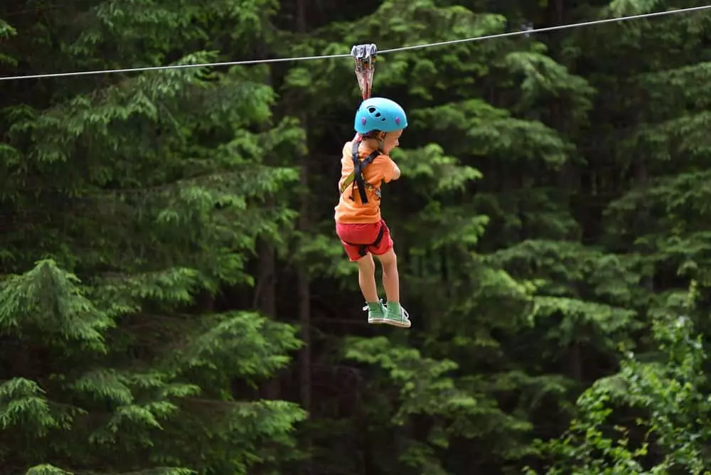 Little kid ziplining