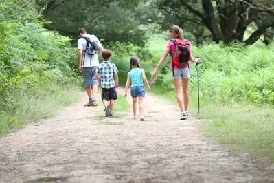 family hiking in Smoky Mountains