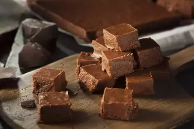 Delicious cubes of dark chocolate fudge.