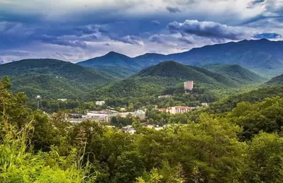 Beautiful view of Gatlinburg in the mountains.
