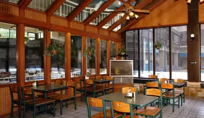 Poolside cafe at Sidney James Mountain Lodge in Gatlinburg TN