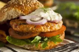 A tasty salmon burger