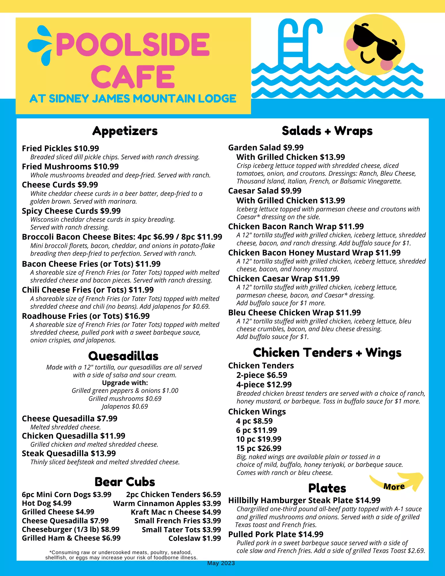 Poolside Cafe New Lunch and Dinner Menu