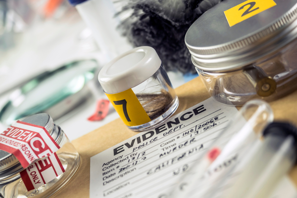Jars of evidence from crime scene