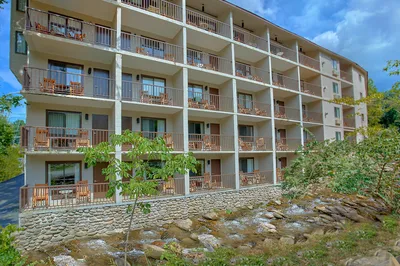 Sidney James Mountain Lodge on stream