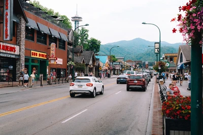 downtown Gatlinburg is a short walk from Sidney James Mountain Lodge